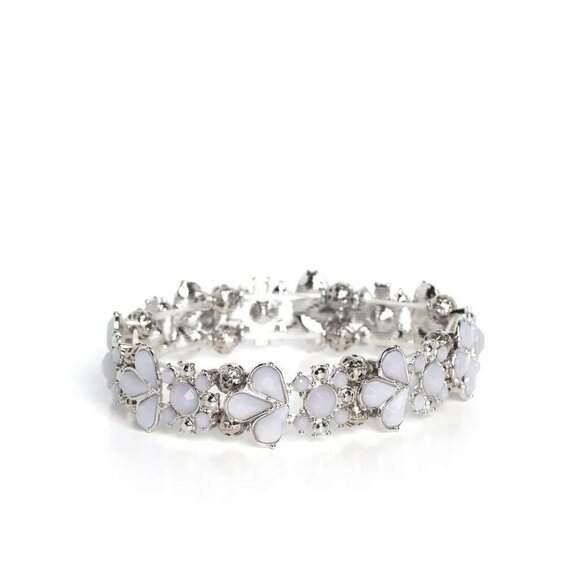 Paparazzi Jewelry Accessories - Teasing Torrent - White Bracelet - Vintage - Picture 4 of 4